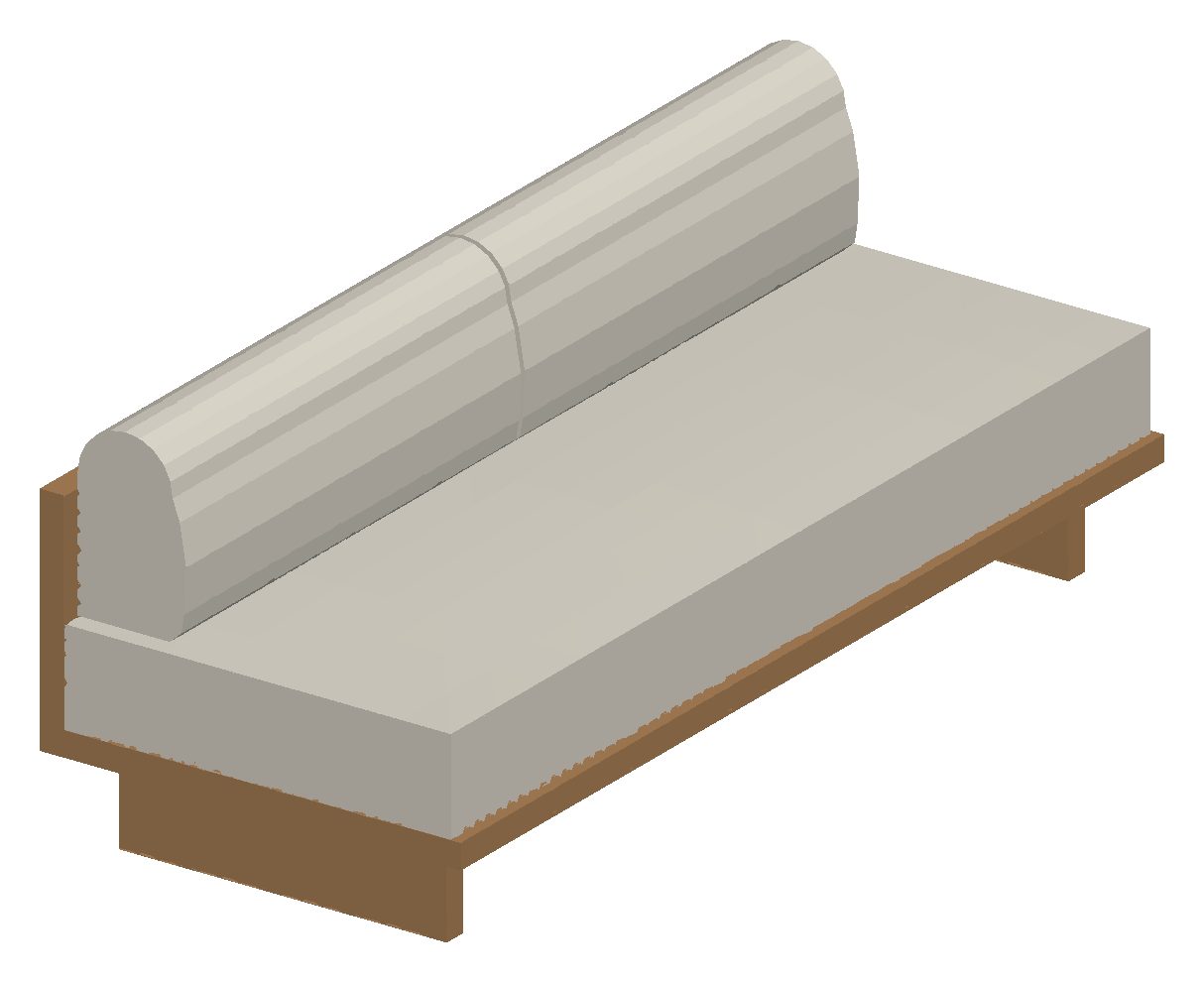 Shaded 3D view of the 2-seater sofa