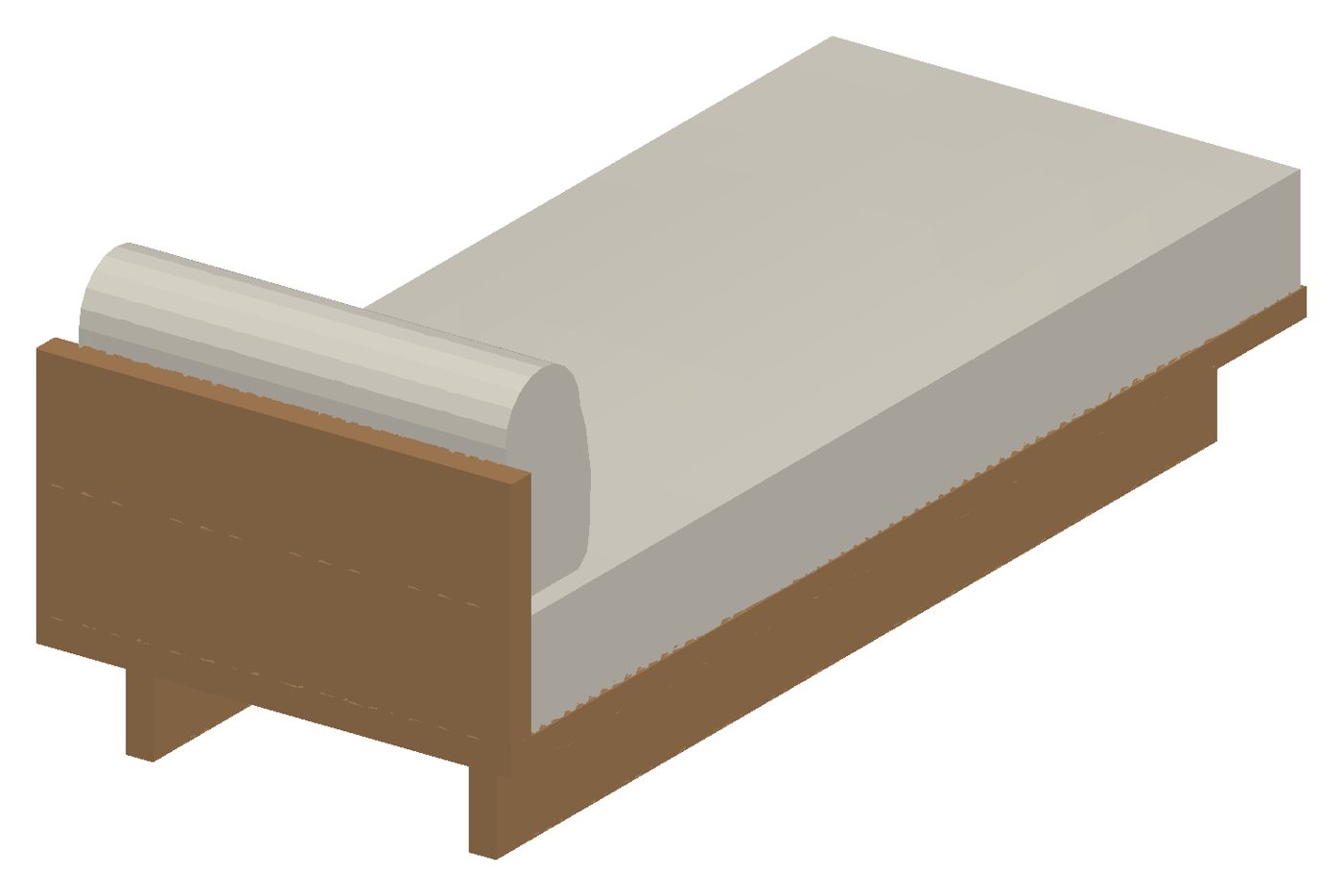 Shaded 3D view of the Chaise / daybed