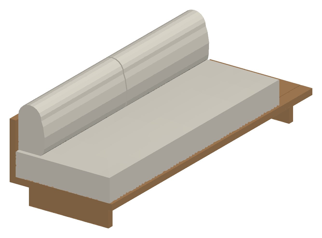 Shaded 3D view of the right-hand sofa with table
